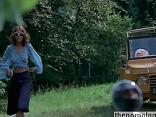 Skinny beauty fucked on running motorcycle in retro porn movie